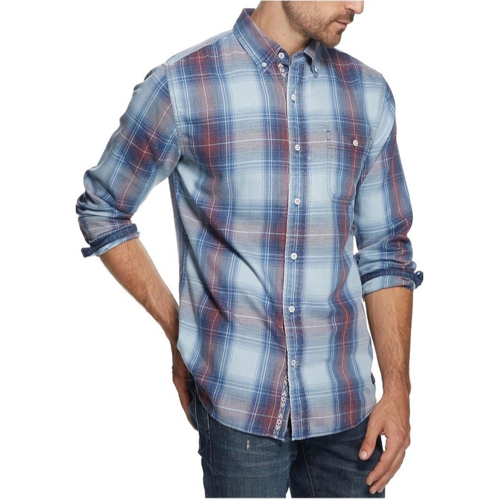 NWT Mens Flannel Shirt Size Large Red/White/Blue Plaid Lightweight Retails $65